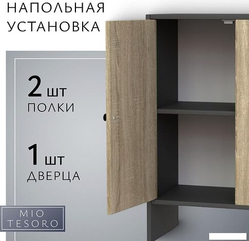 Тумба Mio Tesoro Мини 1 дверь 2.07.03.090.12 (черный/сонома)