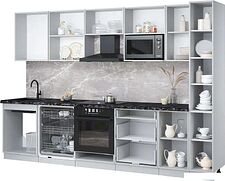 Готовая кухня Интерлиния Мила Лайт 3.1-ПМ2 (серебро/бетон/травертин серый)