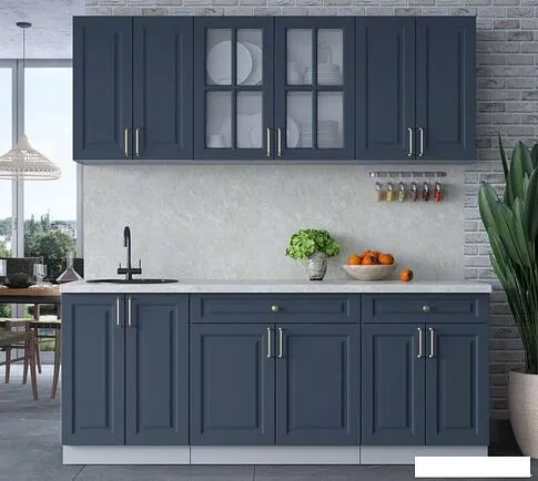 Готовая кухня Интерлиния Мила Шато 2.0А (индиго/индиго/опал светлый)