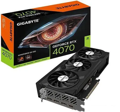 Видеокарта Gigabyte GeForce RTX 4070 WindForce OC 12G GV-N4070WF3OC-12GD