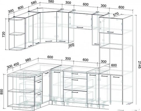 Готовая кухня Интерлиния Мила Лайт 1.68x2.4 правая (белый платинум/дуб золотой/дуб бунратти)