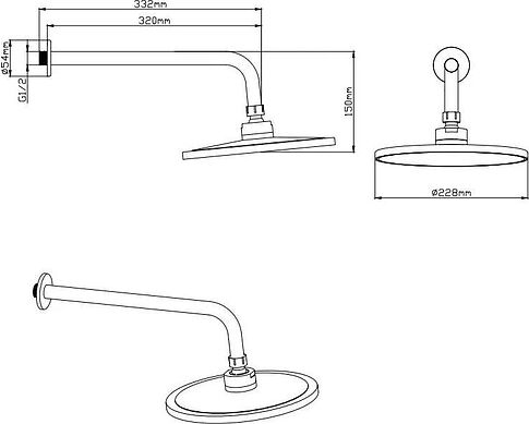 Верхний душ Diadonna D11-1905BL