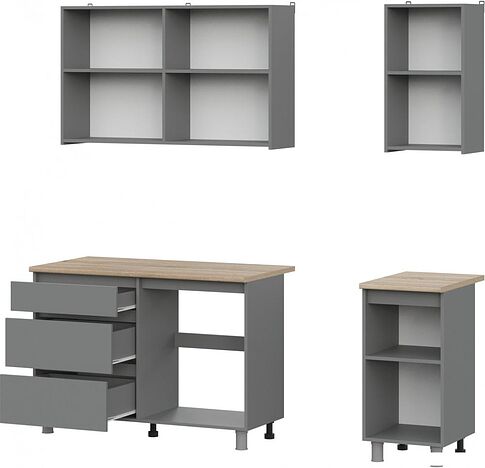 Готовая кухня Mio Tesoro Денвер 1.6м (графит серый/дуб сонома)