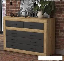 Комод Интерлиния Loft LT-5Ш (дуб золотой-антрацит)