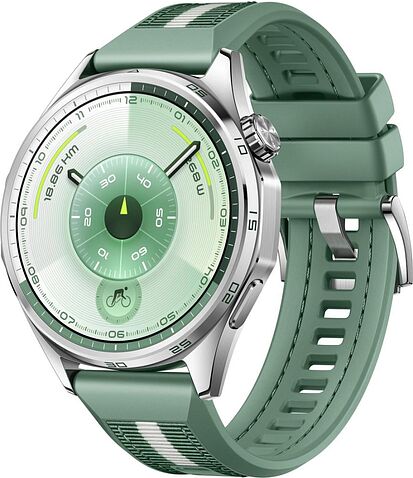 Умные часы Huawei Watch GT 6 46 мм (серебристый, с зеленым плетеным ремешком, международная версия)