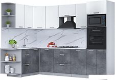 Готовая кухня Интерлиния Мила Лайт 1.68x2.8 левая (белый платинум/бетон портленд/белый гранит) Готовая кухня Интерлиния Мила Лайт 1.68x2.8 левая (белый платинум/бетон портленд/белый гранит)