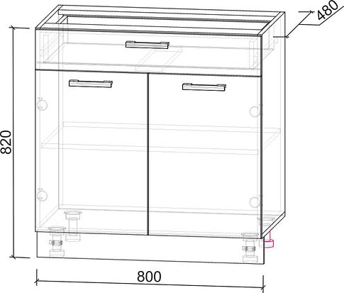 Шкаф напольный Интерлиния Компо НШ80рш1 (дуб золотой)
