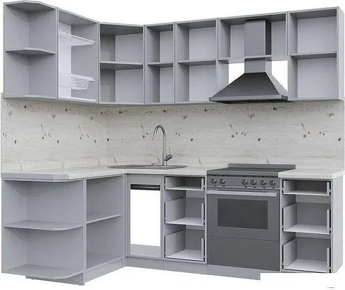 Готовая кухня Интерлиния Берес 1.5x2.3 левая (дуб английский/бискайская сосна)