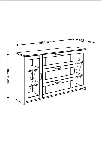 Тумба Mio Tesoro Сириус 2 двери со стеклом и 3 ящика 156x95 2.02.03.370.5 (дуб венге)