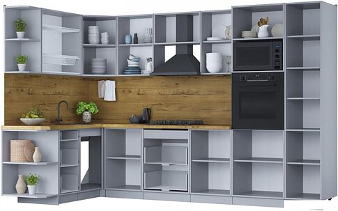 Готовая кухня Интерлиния Мила Шато 1.68x3.2 ВТ левая (белый/белый/кастилло темный)