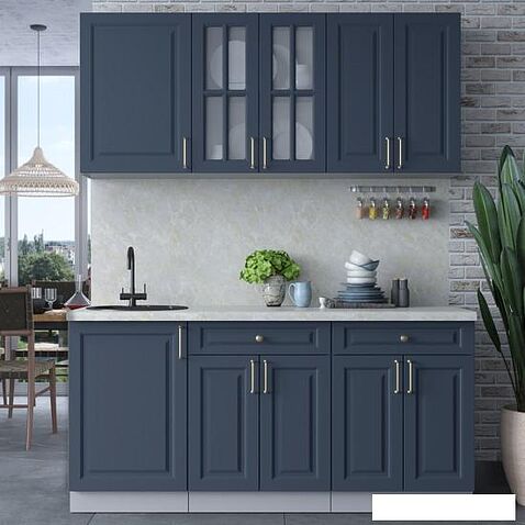 Готовая кухня Интерлиния Мила Шато 1.7А (индиго/индиго/опал светлый)