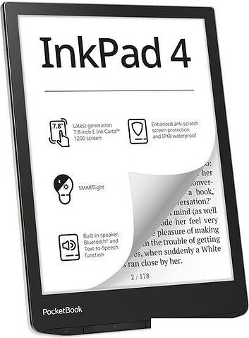 Электронная книга PocketBook 743G InkPad 4 (черный/серебристый)