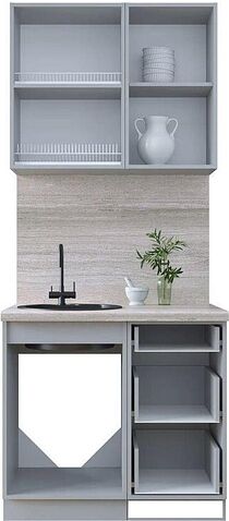 Готовая кухня Интерлиния Тренд 0.9Б (пепел/пепел/опал светлый)