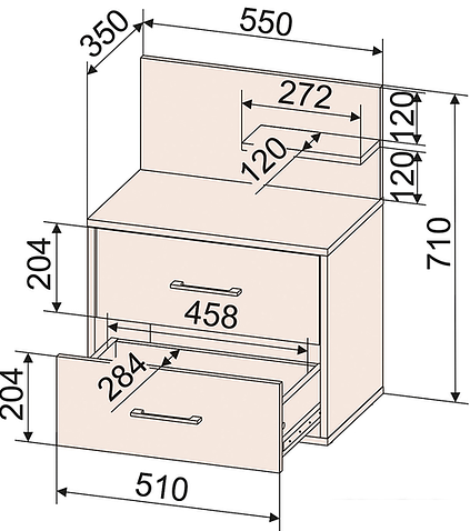 Тумба Интерлиния Loft LT-Т55 (дуб золотистый-антрацит)
