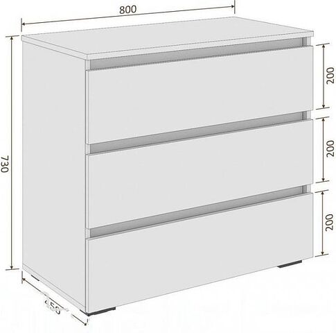 Комод Кортекс-мебель Бари 80 3ш (дуб сонома/дуб сонома/белый)