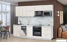 Готовая кухня Интерлиния Мила Лайт 2.7-ПМ4 (персидский жемчуг/персидский жемчуг/серый каспий)