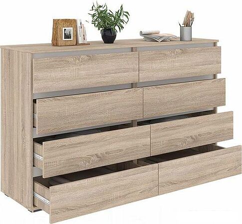 Комод Кортекс-мебель Бари 160 8ш (дуб сонома/дуб сонома/белый)