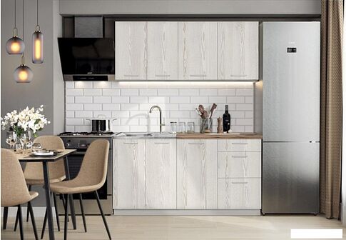 Готовая кухня Артём-Мебель Оля СН-114 без стекла ДСП 1.6м (сосна лофт белая)