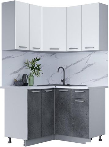 Готовая кухня Интерлиния Мила Лайт 1.2x1.2 (белый платинум/бетон портленд/белый гранит)
