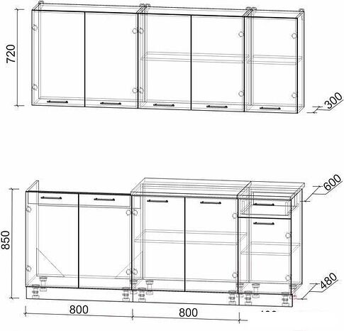 Готовая кухня Интерлиния Мила Лайт 2.0 (дуб молочный/дуб венге)