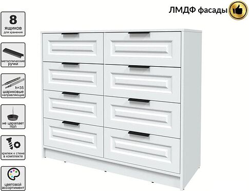 Комод Интерлиния Концепт КТ-К117 Деко (белый платинум/белый)