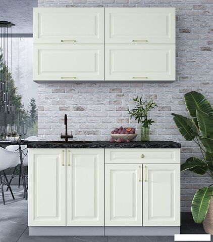 Готовая кухня Интерлиния Мила Шато 1.4Б (белый/белый/кастилло темный)