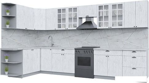 Готовая кухня Интерлиния Берес 1.7x2.7 правая (дуб полярный/серый каспий)