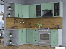 Готовая кухня Интерлиния Тренд 1.5x2.4 левая (мята/мята/дуб бунратти)