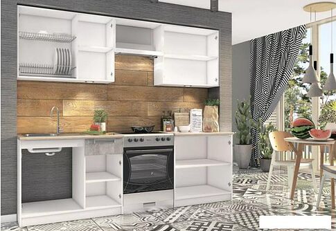Готовая кухня Stolline Денвер СТЛ.385.00 (белый/бетон)