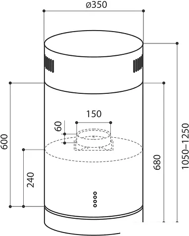 Кухонная вытяжка LEX Tubo Isola 350 (нержавеющая сталь)