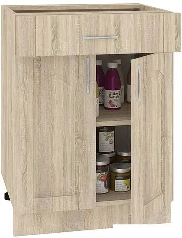 Шкаф напольный Кортекс-мебель Корнелия Ретро НШ60р1ш без столешницы (дуб сонома)