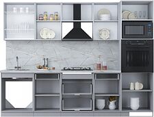 Готовая кухня Интерлиния Мила Пластик 2.8 (белый глянец/туманный глянец/опал светлый)