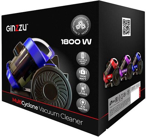 Пылесос Ginzzu VS427 (черный/фиолетовый)