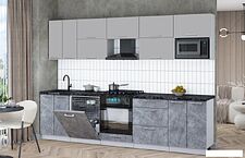 Готовая кухня Интерлиния Мила Gloss 3.0-ПМ2 (керамика/грей/кастилло темный)