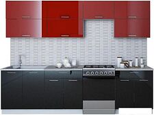 Готовая кухня Интерлиния Мила Gloss 60-28 (бордовый/черный) Готовая кухня Интерлиния Мила Gloss 60-28 (бордовый/черный)