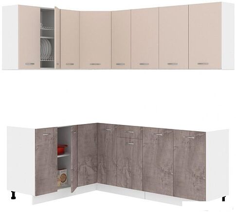 Готовая кухня Кортекс-мебель Корнелия Лира 1.5x2.1 без столешницы (капучино/оникс)
