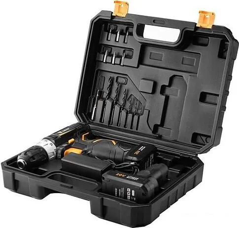 Дрель-шуруповерт Deko GCD20DU3 SET 4 063-4144 (с 2-мя АКБ, кейс, набор оснастки)