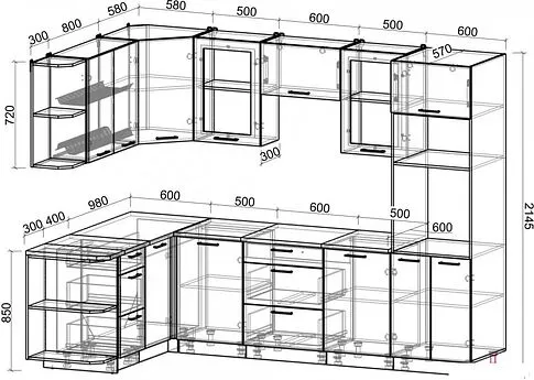 Готовая кухня Интерлиния Мила Gloss 1.68x2.8 левая (пепел софт/керамика/травертин серый)