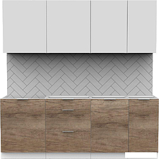 Готовая кухня Интермебель Микс Топ-6 2.1м без столешницы (белый премиум/дуб каньон)