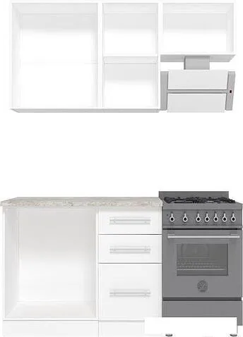 Готовая кухня Кастанье Марта 1.5 (белый глянец/серый пыльный)