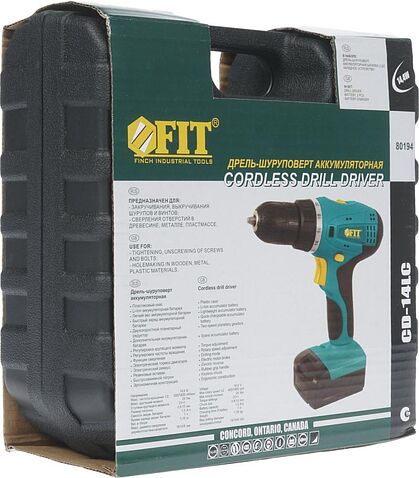 Дрель-шуруповерт FIT 80194 (с 2-мя АКБ, кейс)