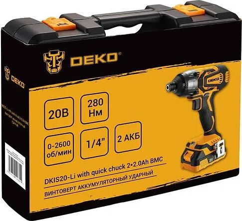 Винтоверт Deko DKIS20-Li Set 063-4392 (с 2-мя АКБ, кейс)