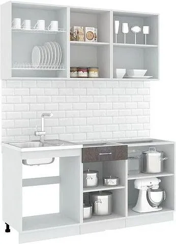 Готовая кухня Кортекс-мебель Корнелия Лира-лайт 1.7м (крем/оникс/королевский опал)