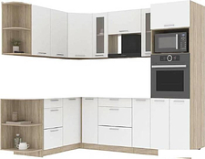 Готовая кухня Интерлиния Мила 1.68x2.4 левая без столешницы (белый платинум)