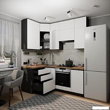 Готовая кухня ВерсоМебель Эко Премиум 1.2x2.0 левая (белый фасадный/ст. дуб вотан)