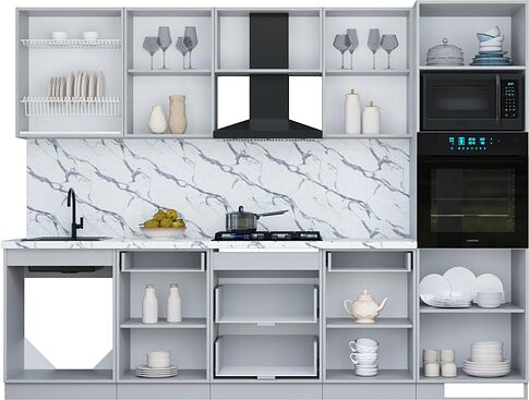 Готовая кухня Интерлиния Мила Шато 2.8В (белый/керамика/опал светлый)