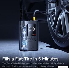 Автомобильный компрессор Baseus GoTrip VA1 Super Mini Wired Inflator 22-Cylinder Cosmic Black C0119701