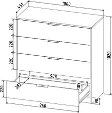 Комод Интерлиния Концепт КТ-К100 (бетон/белый платинум)