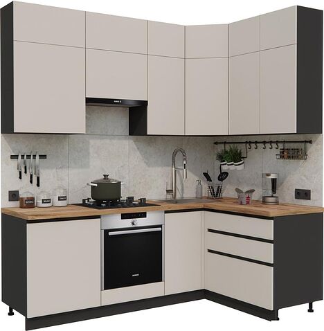 Готовая кухня ВерсоМебель Эко Премиум 1.4x2.2 правая (кашемир/ст. дуб вотан)