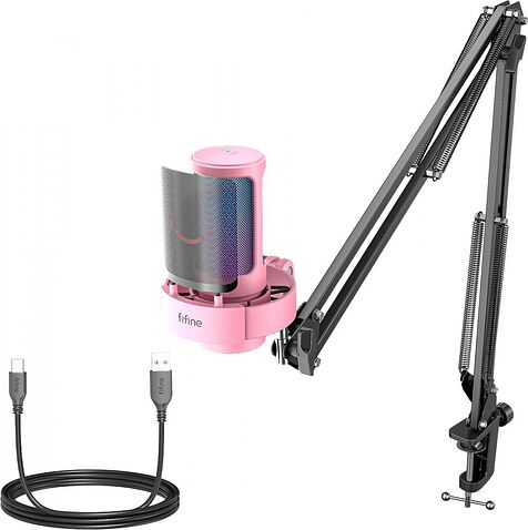 Проводной микрофон FIFINE A8T (розовый)